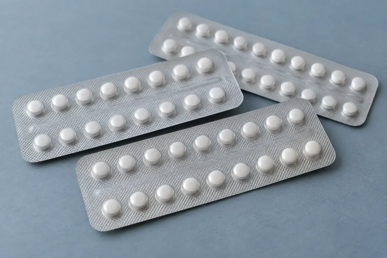 Illustration de plaquettes de pilules contraceptives sans marque
